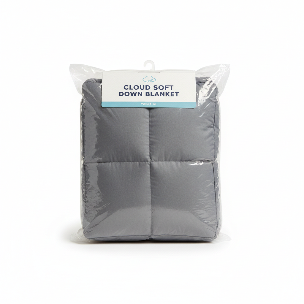 Twin Size Grey Down Blanket Open Box