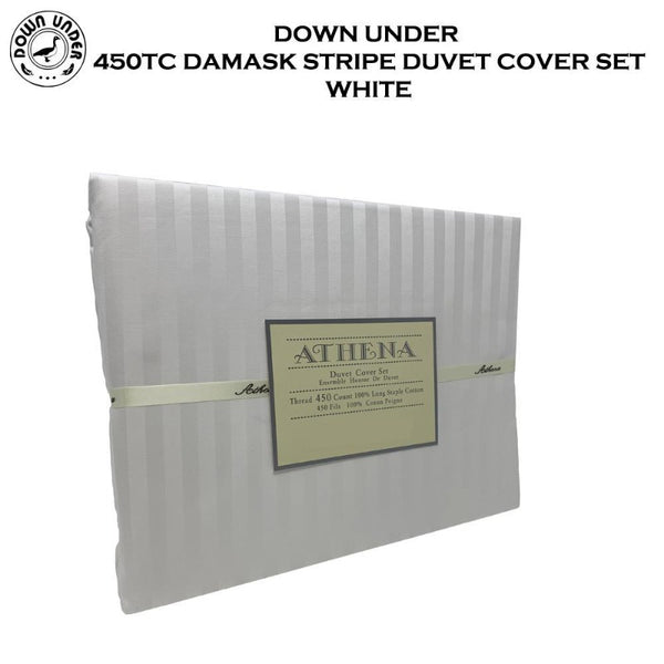 Damask Stripe Duvet Cover Set 450TC Down Under Bedding