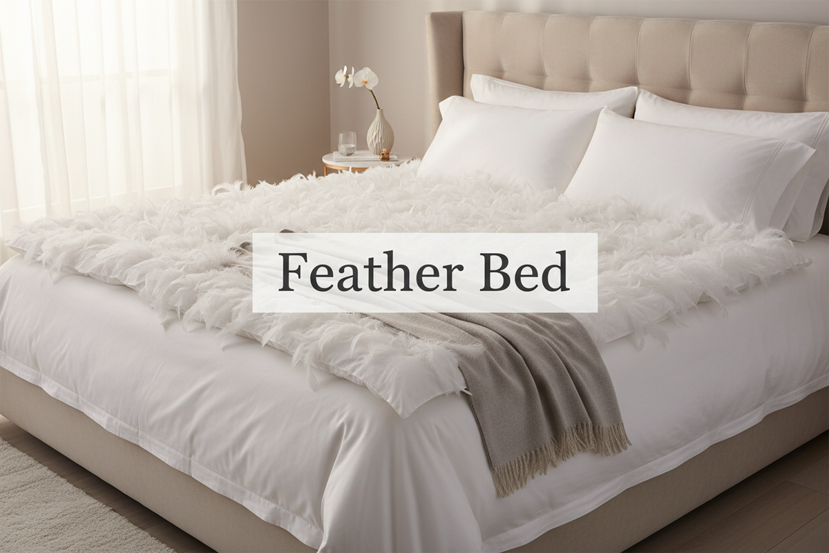 Luxury feather bed topper, 2.5-inch baffle-box construction, hotel-quality plush comfort layer