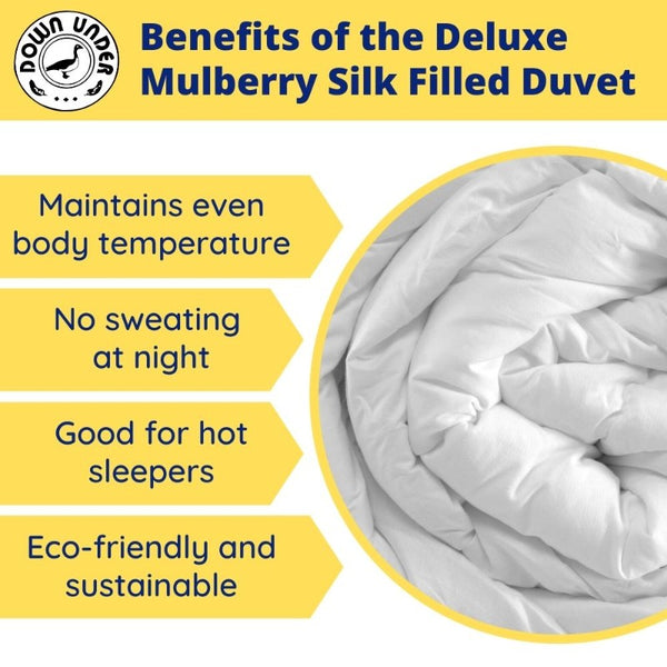 Down Under 100 Deluxe Mulberry Silk Filled Duvet with Corner Ties