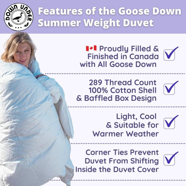 Goose Down Summer Weight Duvet Canadian Comforter Blanket