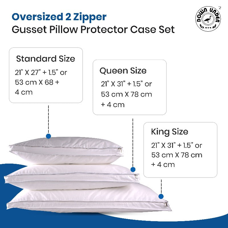 Gusset Pillow Protector 100 Cotton 2 Pack 400TC Single Ply Hotel Collection